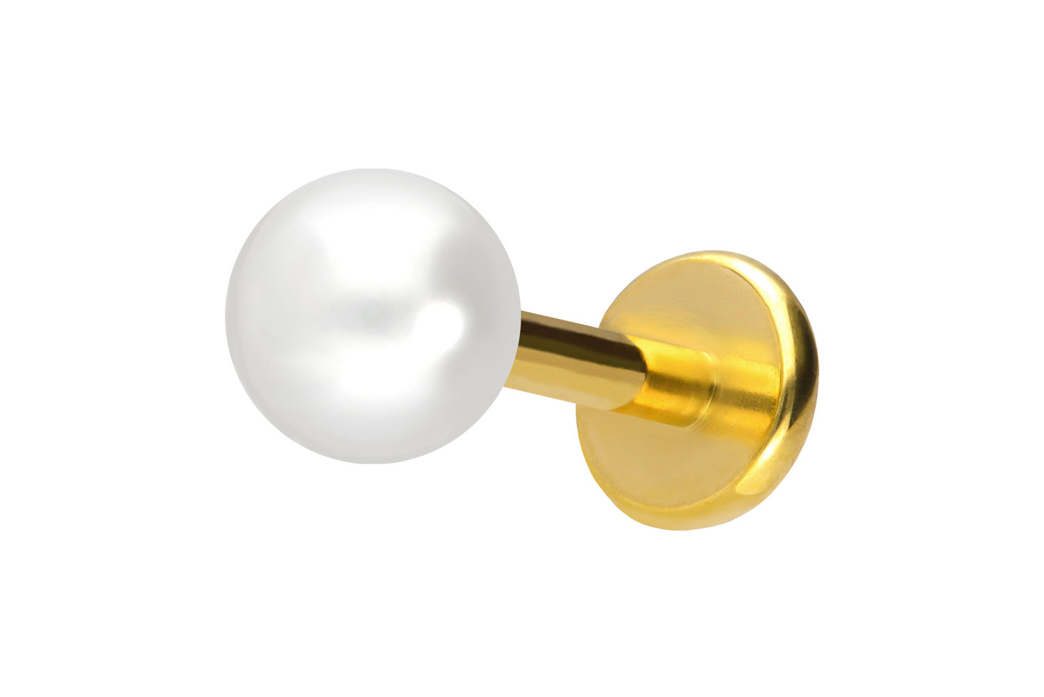 Titan Labret Piercing mit Push Fit SYNTHETISCHE PERLE